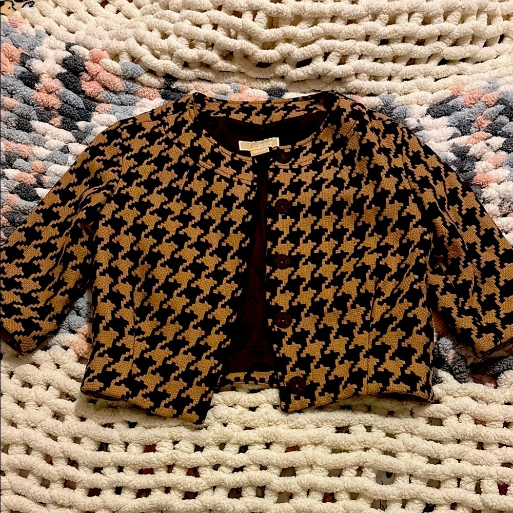 Chic Houndstooth Cropped Jacket Michael Kors Xs - image 1